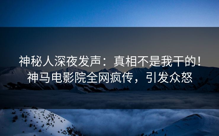 神秘人深夜发声：真相不是我干的！神马电影院全网疯传，引发众怒