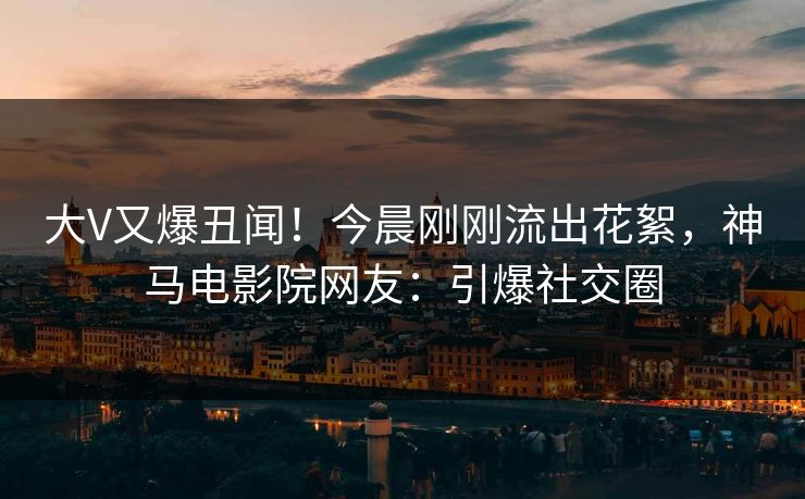 大V又爆丑闻！今晨刚刚流出花絮，神马电影院网友：引爆社交圈